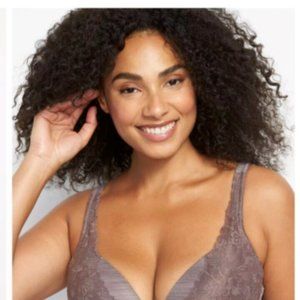 Lane Bryant Cacique Smooth Boost Plunge bra with Lace size 42ddd Marl Sparrow